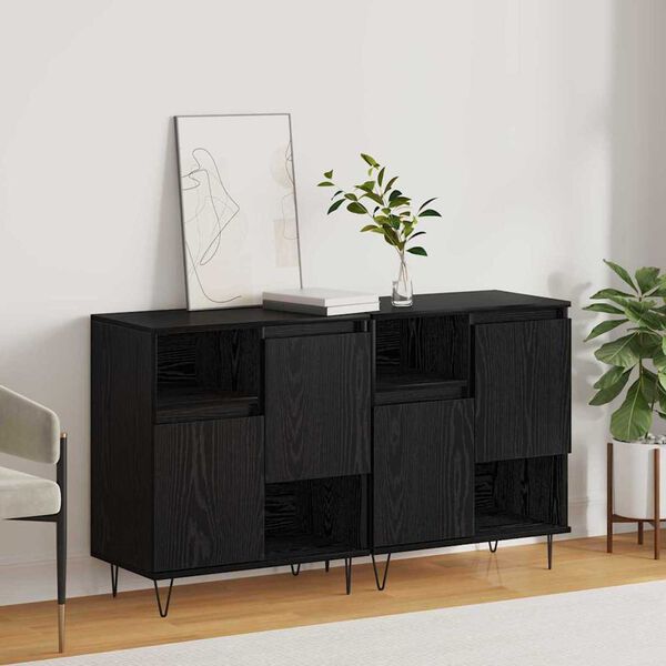 vidaXL Buffet 2 pcs Ch&ecirc;ne noir 60 x 35 x 70 cm