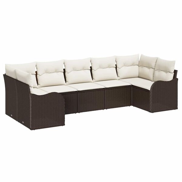 vidaXL Ensemble de canap&eacute; de jardin Marron polyrotin