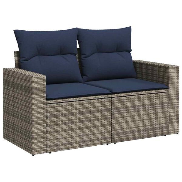 vidaXL Salon de jardin avec coussins 8 pcs gris r&eacute;sine tress&eacute;e acacia