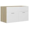 vidaXL Ensemble de meubles de salle de bain 2pcs Blanc et ch&ecirc;ne sonoma