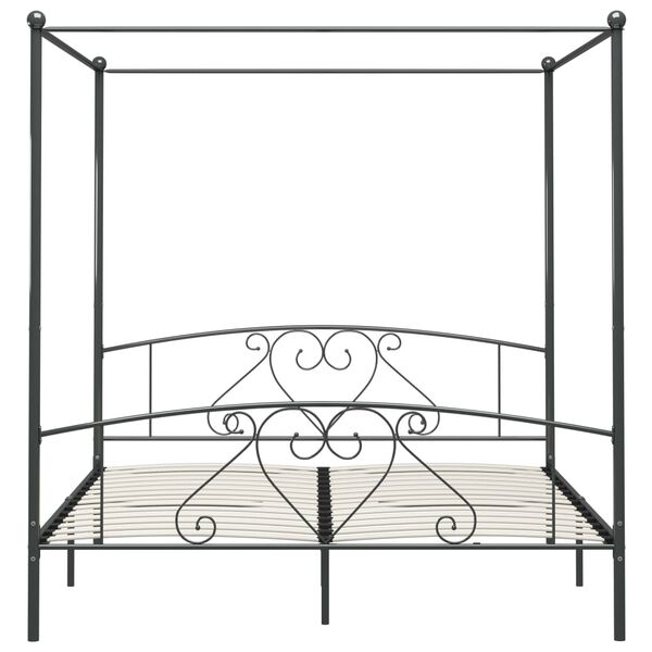 vidaXL Cadre de lit à baldaquin sans matelas gris métal 180x200 cm