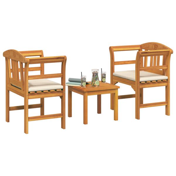 vidaXL Ensemble de salon Rose de jardin 3 pcs Bois d'Acacia Massif