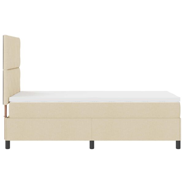 vidaXL Lit &agrave; ressorts avec matelas Cr&egrave;me 100 x 200 cm tissu