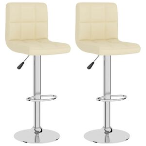 vidaXL Tabourets de bar lot de 2 cr&egrave;me tissu