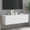 vidaXL Meuble TV mural avec lumi&egrave;res LED blanc 100x35x31 cm