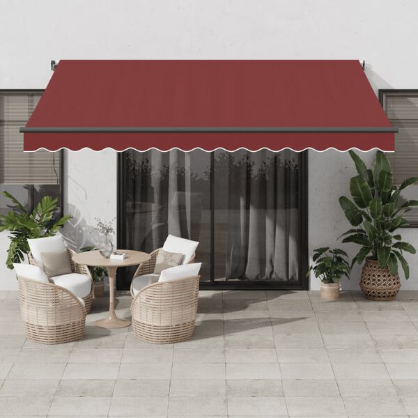 vidaXL Auvent manuel r&eacute;tractable bordeaux 400x300 cm