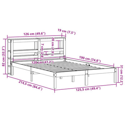 vidaXL Cadre de lit sans matelas blanc 120x190 cm bois de pin massif