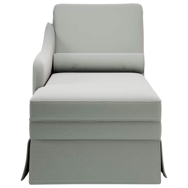 vidaXL Fauteuil long et traversin accoudoir droit gris clair velours