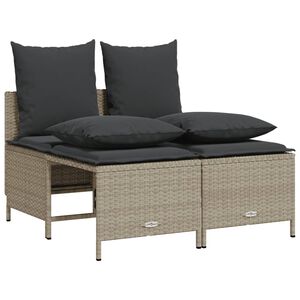 vidaXL Salon de jardin 4 pcs avec coussins gris clair r&eacute;sine tress&eacute;e