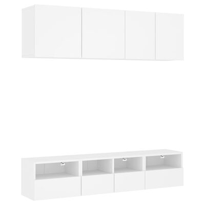 vidaXL Unités murales TV 5 pcs blanc bois d'ingénierie