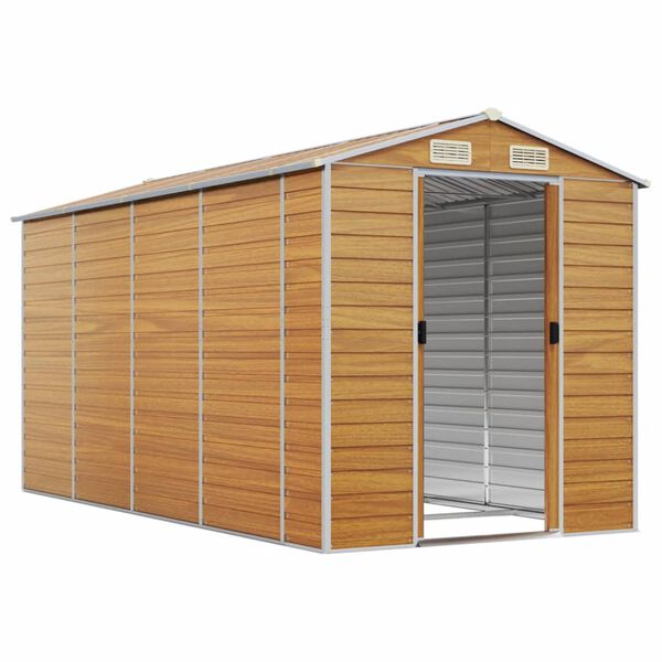 vidaXL Abri de jardin marron clair 191x385x198 cm acier galvanis&eacute;