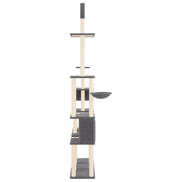 vidaXL Arbre &agrave; chat avec griffoirs en sisal Gris fonc&eacute; 279 cm