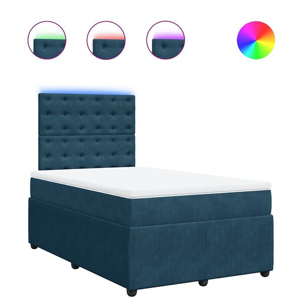 vidaXL Sommier &agrave; lattes de lit et matelas bleu 120x190 cm velours