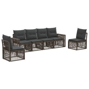 vidaXL Ensemble de canap&eacute; de jardin 6 pc Gris et Gris fonc&eacute; polyrotin