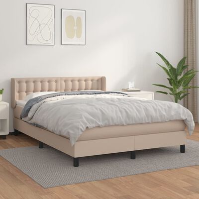 vidaXL Sommier à lattes de lit avec matelas Cappuccino 140x200 cm