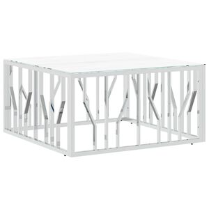 vidaXL Table basse argent&eacute; 80x80x40 cm acier inoxydable et verre