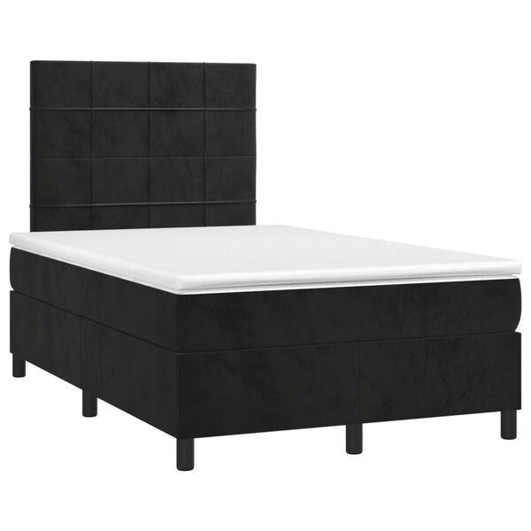vidaXL Sommier &agrave; lattes de lit matelas et LED Noir 120x200 cm Velours