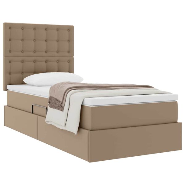 vidaXL Lit de Rangement Cappuccino 90 x 190 cm Cuir synth&eacute;tique