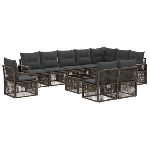 vidaXL Ensemble de canap&eacute; de jardin 11 pc Gris polyrotin