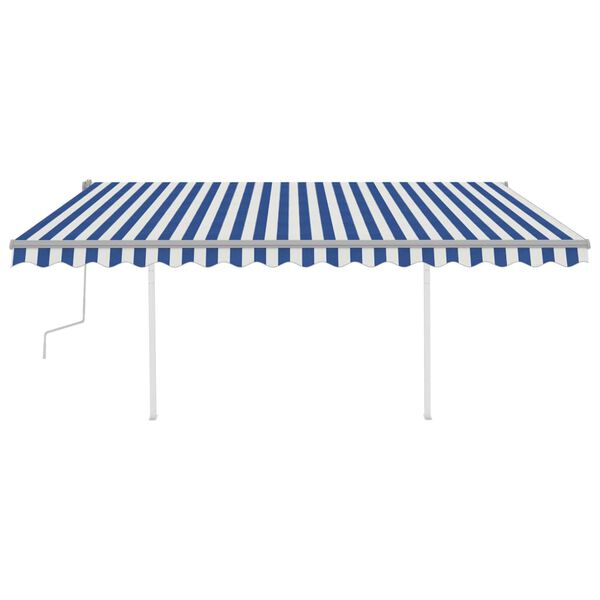 vidaXL Auvent manuel r&eacute;tractable avec LED 4,5x3,5 m Bleu et blanc