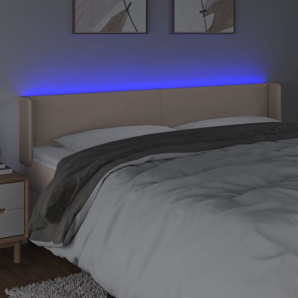 vidaXL T&ecirc;te de lit &agrave; LED Cappuccino 183x16x78/88 cm Similicuir