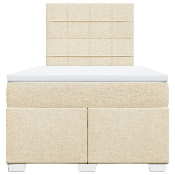 vidaXL Sommier à lattes de lit avec matelas crème 120x190 cm tissu