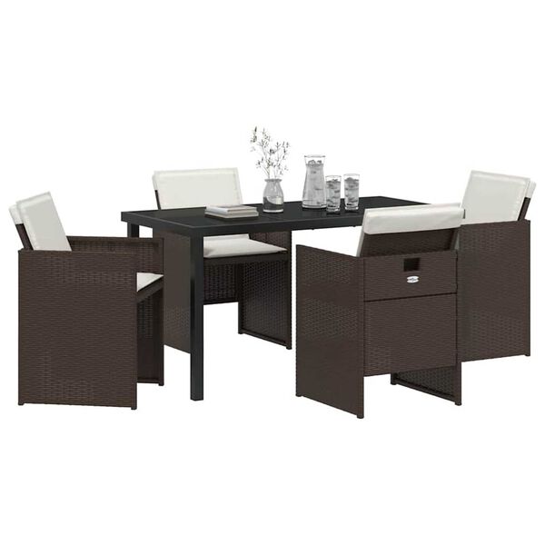 vidaXL Ensemble de salle &agrave; manger pour jardin 5 pcs Marron polyrotin