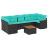 vidaXL Ensemble de canap&eacute; de jardin 8 pcs avec coussins noir r&eacute;sine tress&eacute;e