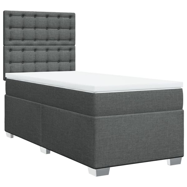 vidaXL Sommier &agrave; lattes de lit avec matelas Gris fonc&eacute; 90x200 cm Tissu