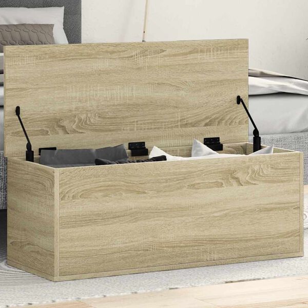 vidaXL Bo&icirc;te de rangement ch&ecirc;ne sonoma 90x35x35 cm bois d'ing&eacute;nierie