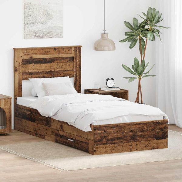 vidaXL Cadre de lit Bois ancien 100 x 200 cm Bois d'ing&eacute;nierie