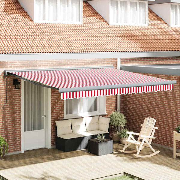 vidaXL Auvent Rouge et Blanc 400 x 300 x 165 cm Polyester et Aluminium