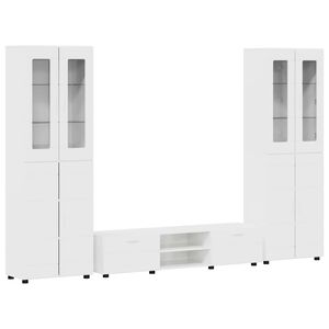 vidaXL Ensemble meuble TV FLORIN 3 pc Blanc brillant Bois d'ing&eacute;nierie