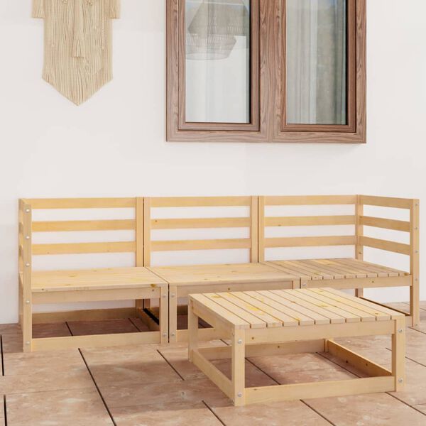 vidaXL Salon de jardin 4 pcs bois de pin massif