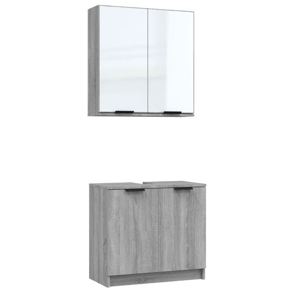 vidaXL Ensemble d'armoires de salle de bain 2 pcs sonoma gris