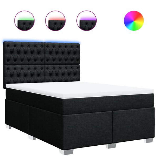 vidaXL Sommier &agrave; lattes de lit avec matelas Noir 140x190 cm Tissu