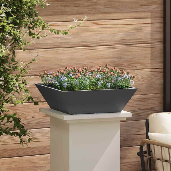 vidaXL Cache-pot de jardin Noir 50 x 50 x 15 cm Acier lamin&eacute; &agrave; froid