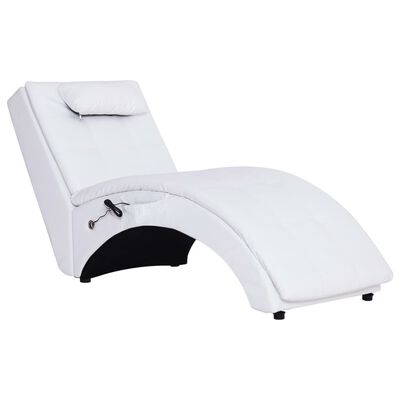 vidaXL Chaise longue de massage avec oreiller Blanc Similicuir