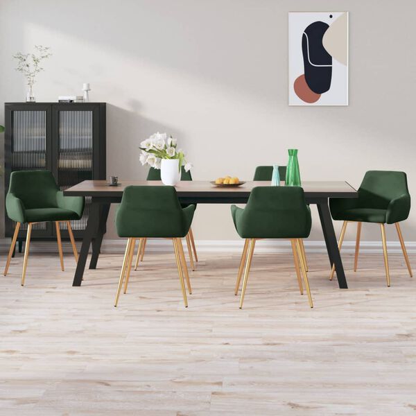 vidaXL Chaises &agrave; manger lot de 6 vert fonc&eacute; velours