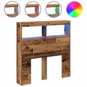 vidaXL Armoire t&ecirc;te de lit avec LED vieux bois 100x17x102 cm