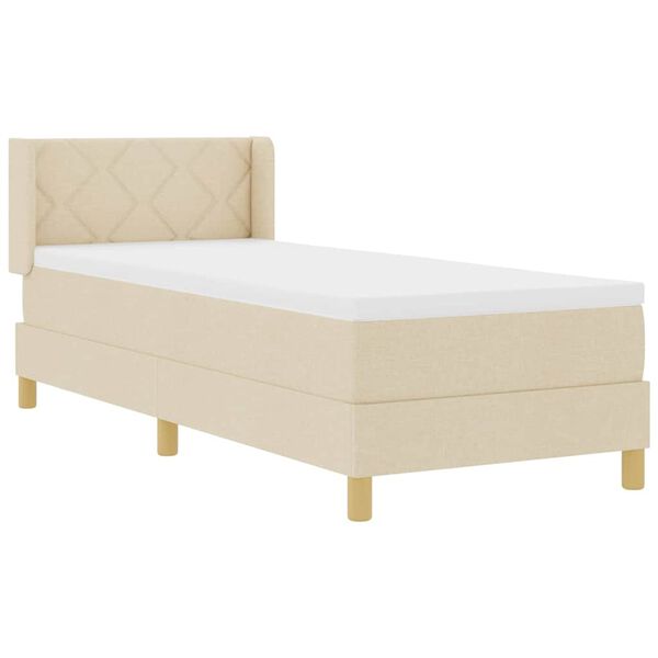 vidaXL Lit &agrave; ressorts avec matelas Cr&egrave;me 200 x 80 cm tissu
