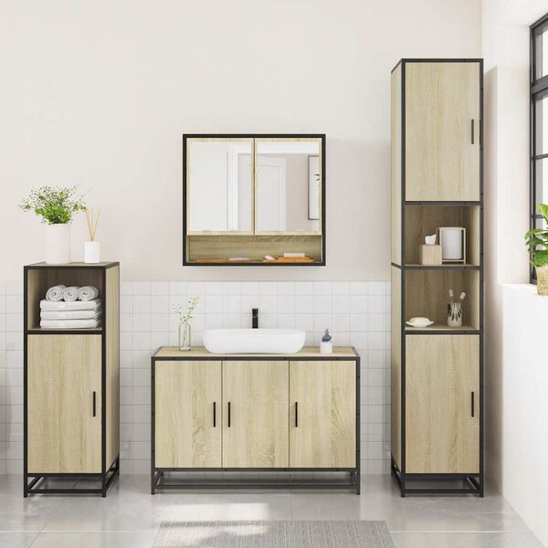 vidaXL Ensemble de meubles de salle de bain 3 pcs ch&ecirc;ne sonoma