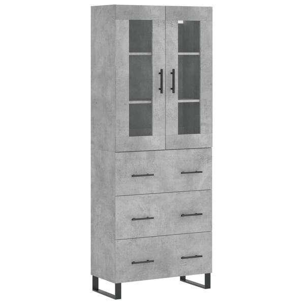 vidaXL Buffet haut Gris b&eacute;ton 69,5x34x180 cm Bois d'ing&eacute;nierie