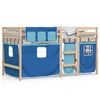 vidaXL Lit mezzanine enfants avec rideaux sans matelas bleu 90x190 cm