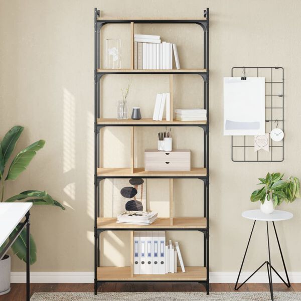 vidaXL Biblioth&egrave;que 6 niveaux ch&ecirc;ne sonoma 76x32x192 cm