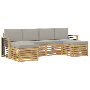 vidaXL Ensemble de canap&eacute;s d'ext&eacute;rieur 6 pc Blanc et gris clair