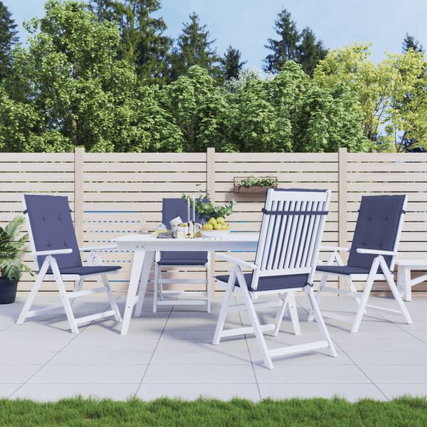 vidaXL Coussins de chaise &agrave; dossier haut lot de 4 bleu marine tissu