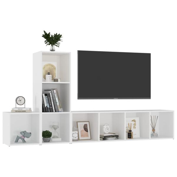 vidaXL Ensemble de meubles TV 3 pcs Blanc Bois d'ing&eacute;nierie