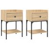 vidaXL Tables de chevet 2pcs ch&ecirc;ne sonoma 40,5x31x60cm bois ing&eacute;nierie