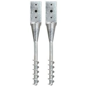 vidaXL Piquets au sol 2 pcs Argent&eacute; 7x7x56 cm Acier galvanis&eacute;